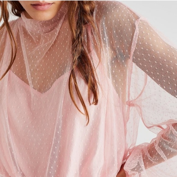 Free People Ellie Mesh Long Sleeve Sz Xs - Picture 2 of 5
